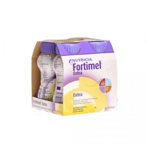 Nutricia Fortimel Extra Βανίλια Θρεπτικό Συμπλήρωμα Διατροφής σε Υγρή Μορφή Υψηλής Περιεκτικότητας σε Πρωτεϊνη, 4 x 200ml